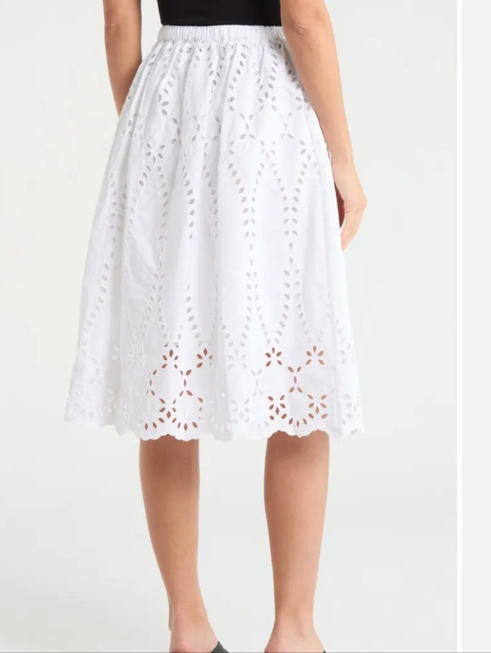 Frank & Eileen Gracie White Cotton Eyelet Midi Skirt Size Large - Picture 2 of 7